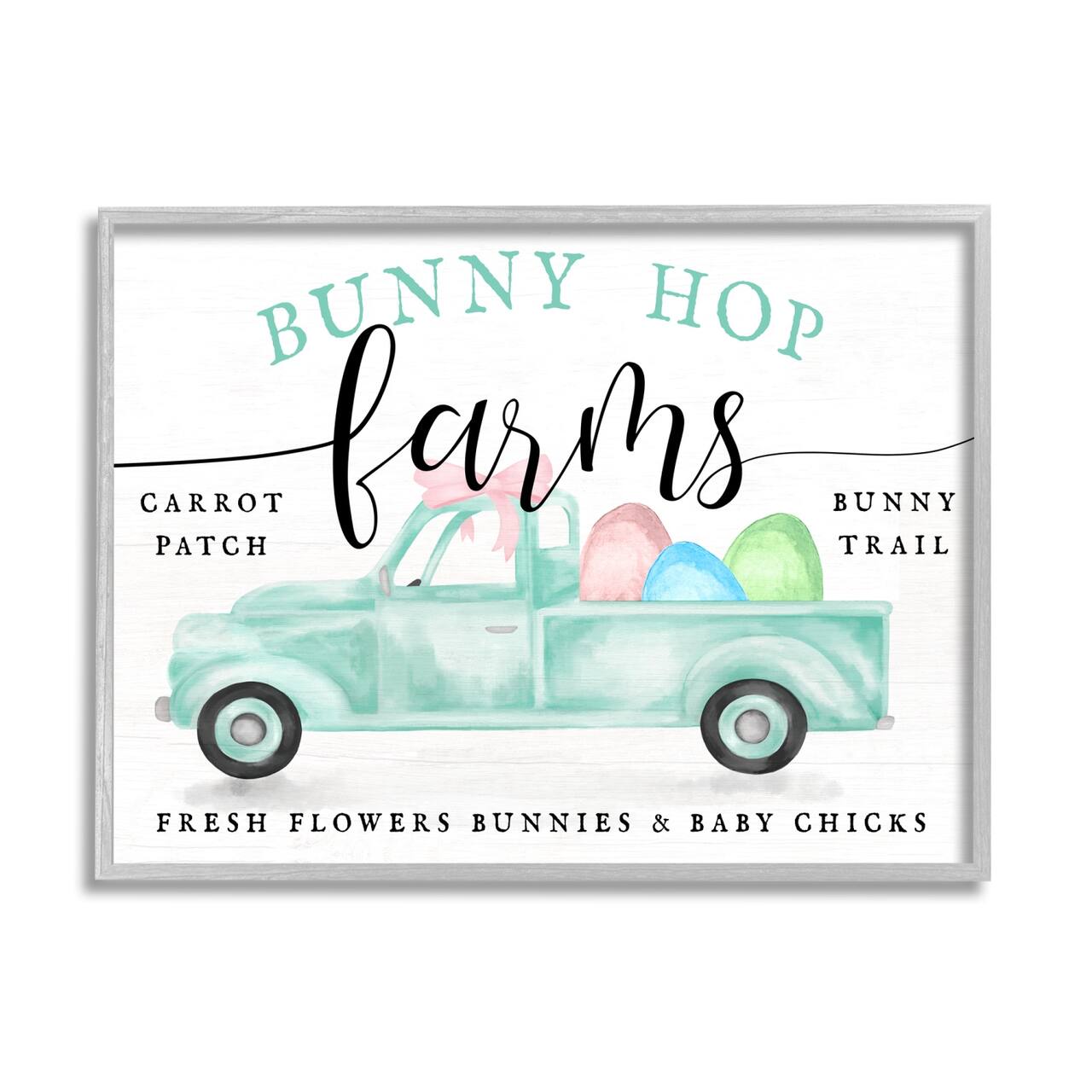 Stupell Industries Bunny Hop Farms Sign Easter Egg Green Truck Framed Giclee Art